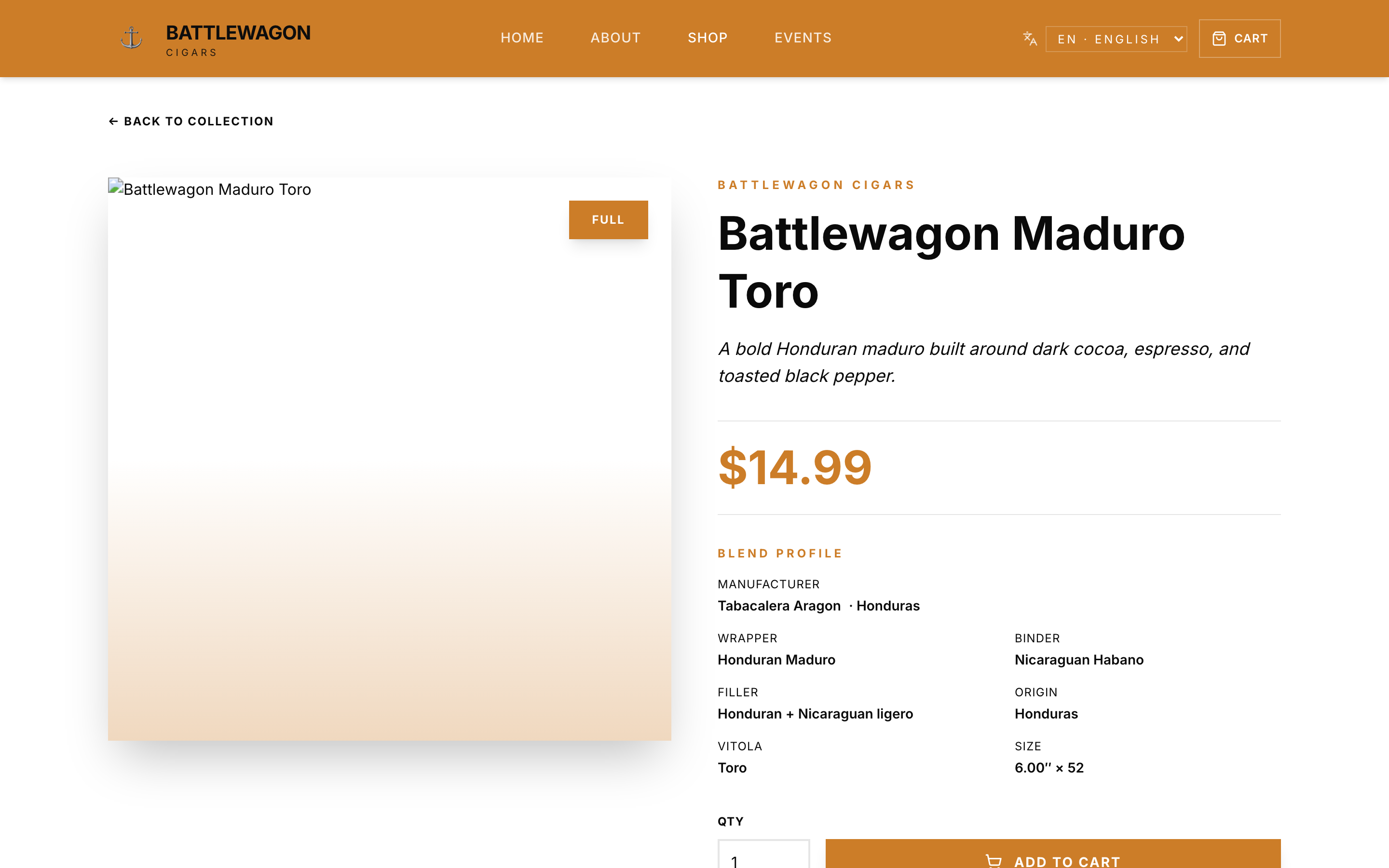 Live product detail page with checkout-ready buy button
